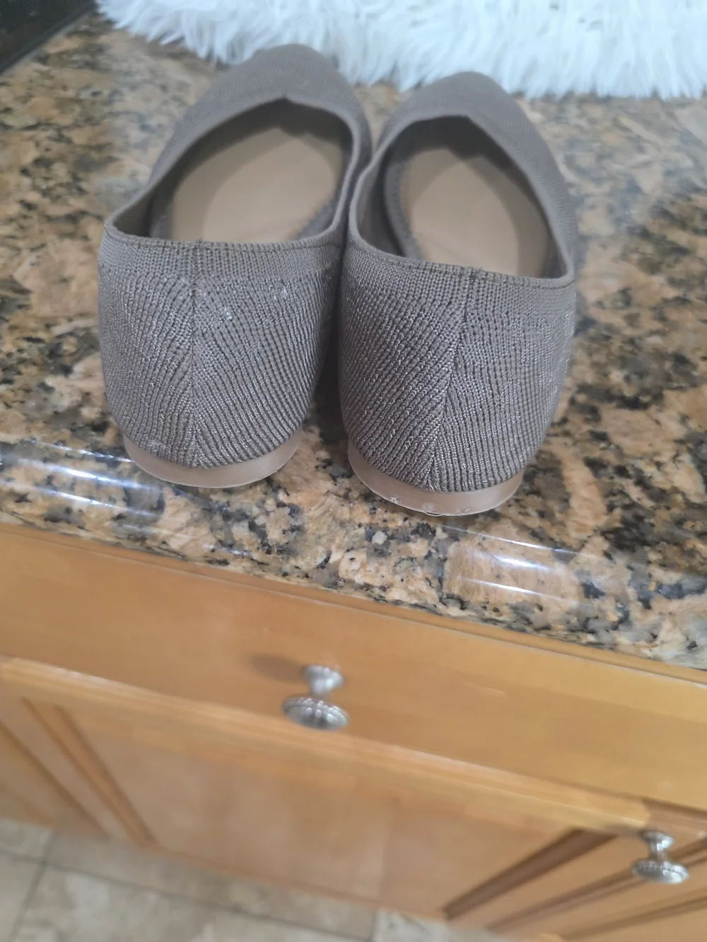 Kelly & Katie Taupe Knit Pointed-Toe Flats